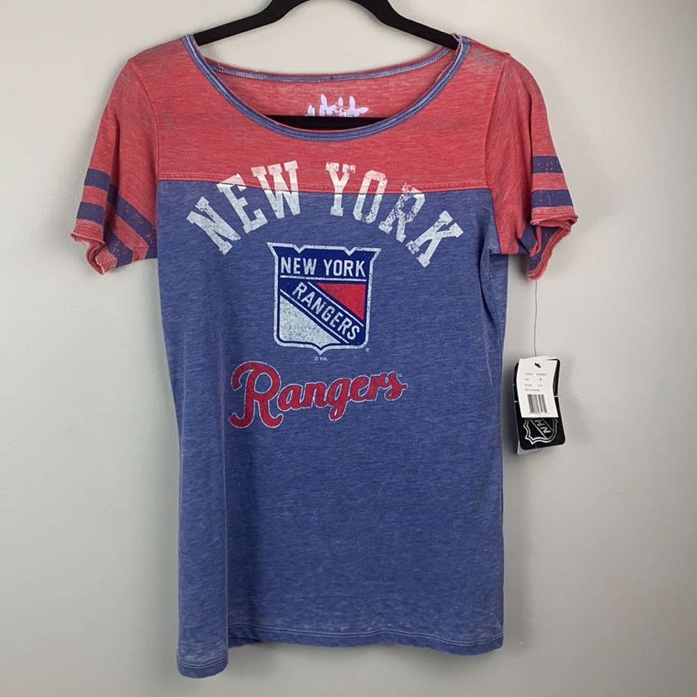 NHL Touch by Alyssa Milano New York Rangers Morgan Scoop Neck Tri-Blend T-Shirt - Picture 4 of 6